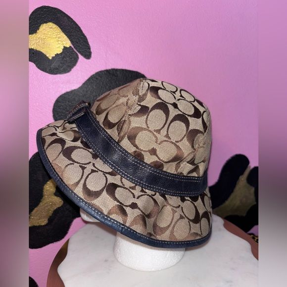 COACH MONOGRAM Designer Brown and blue Bucket Hat - Picture 2 of 6
